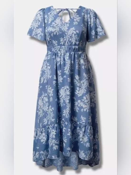 torrid Dresses & Skirts - Maxi Chambray Hi-Low V-Neck Dress